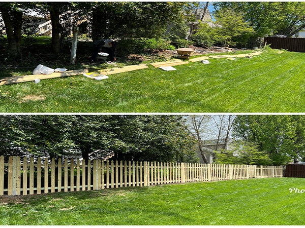 Wood fence along a property boundary